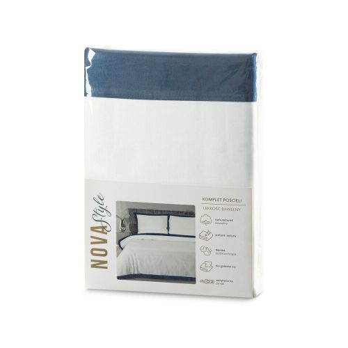 Laura ágyneműhuzat kontrasztos szegéllyel Fehér/gránátkék 220x200 cm - 70x80 cm 2db