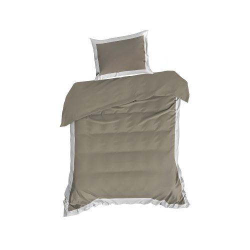 Laura ágyneműhuzat kontrasztos szegéllyel Sötét bézs/fehér 220x200 cm - 70x80 cm 2db