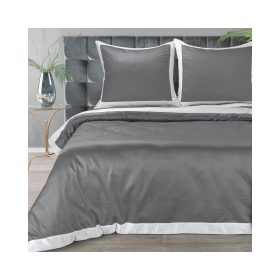   Laura ágyneműhuzat kontrasztos szegéllyel Szürke/fehér 220x200 cm - 70x80 cm 2db
