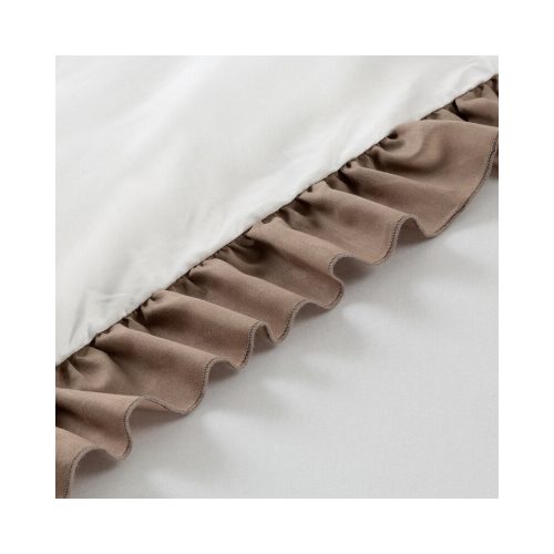 Eliza ágyneműhuzat kontrasztos fodorral díszítve Fehér/kávé 220x200 cm - 70x80 cm 2db