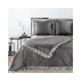   Eliza ágyneműhuzat kontrasztos fodorral díszítve Acélszürke 160x200 cm - 70x80 cm 2db
