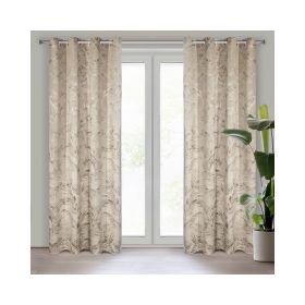   Debra pálmalevél mintás bársony függöny Bézs 135x270 cm