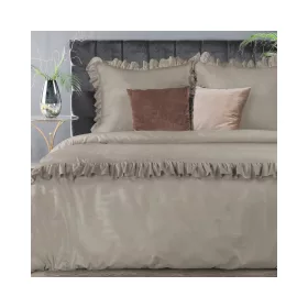  Venus fodrokkal díszített pamut-szatén ágyneműhuzat Világosbarna 220x200 cm - 70x80 cm 2db