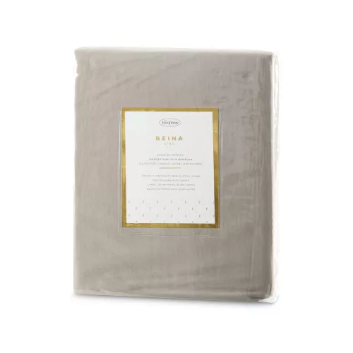 Reina23 fodrokkal díszített pamut-szatén ágyneműhuzat Világosbarna 220x200 cm - 70x80 cm 2db