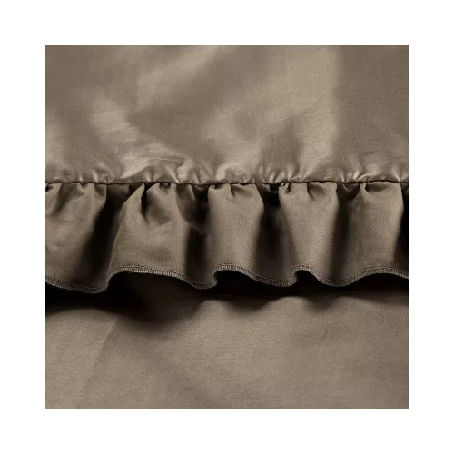 Reina23 fodrokkal díszített pamut-szatén ágyneműhuzat kávé 220x200 cm - 70x80 cm 2db