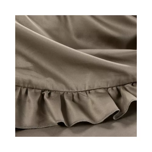 Reina23 fodrokkal díszített pamut-szatén ágyneműhuzat kávé 220x200 cm - 70x80 cm 2db