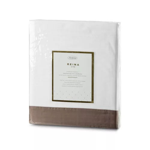 Reina23 fodrokkal díszített pamut-szatén ágyneműhuzat Fehér/kávé 220x200 cm - 70x80 cm 2db