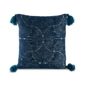   Sava geometrikai mintás bolyhos párnahuzat Gránátkék 45x45 cm