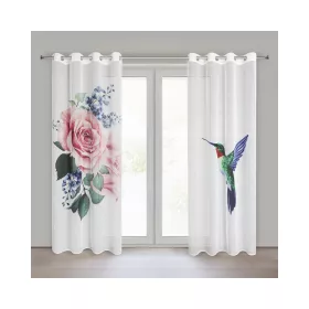   Lia 2db-os kolibri és rózsa mintás etamin függöny szett Fehér 140x260 cm