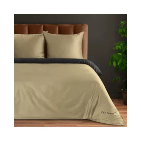   Eva08d Eva Minge mako-szatén ágyneműhuzat hímzett logóval Bézs 220x200 cm - 70x80 cm 2db