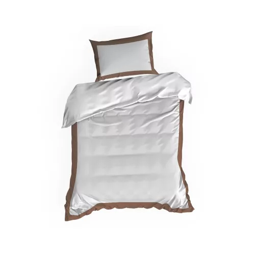Reina23 fodrokkal díszített pamut-szatén ágyneműhuzat Fehér/kávé 160x200 cm - 70x80 cm 2db
