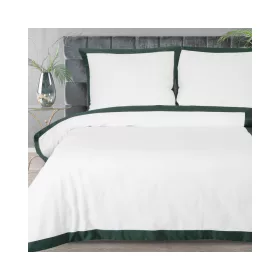   Reina23 fodrokkal díszített pamut-szatén ágyneműhuzat Fehér/zöld 160x200 cm - 70x80 cm 2db