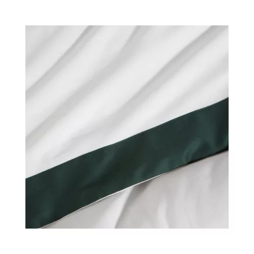 Reina23 fodrokkal díszített pamut-szatén ágyneműhuzat Fehér/zöld 220x200 cm - 70x80 cm 2db