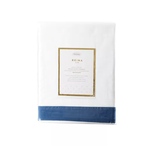 Reina23 fodrokkal díszített pamut-szatén ágyneműhuzat Fehér/gránátkék 220x200 cm - 70x80 cm 2db