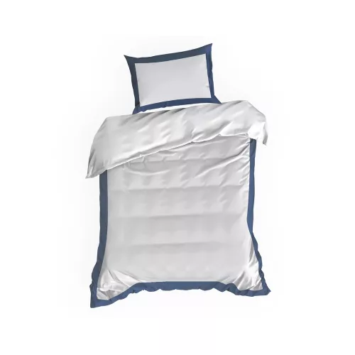 Reina23 fodrokkal díszített pamut-szatén ágyneműhuzat Fehér/gránátkék 220x200 cm - 70x80 cm 2db