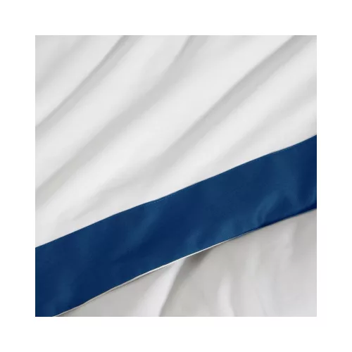 Reina23 fodrokkal díszített pamut-szatén ágyneműhuzat Fehér/gránátkék 220x200 cm - 70x80 cm 2db