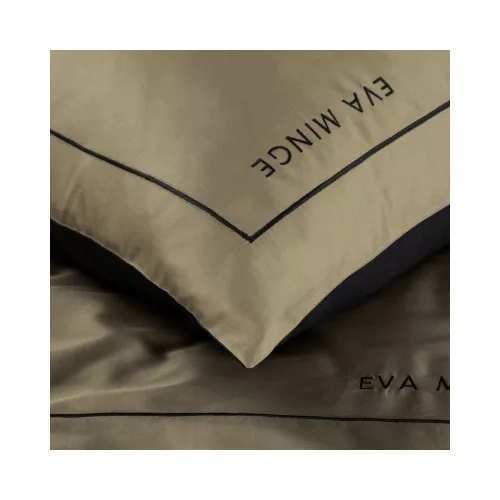 Eva10d Eva Minge mako-szatén ágyneműhuzat hímzett logóval Bézs 220x200 cm - 70x80 cm 2db