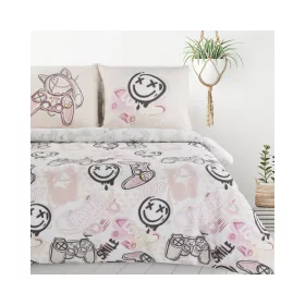   Gamer gyermek pamut ágyneműhuzat Fehér/rózsaszín 160x200 cm - 70x80 cm 2db