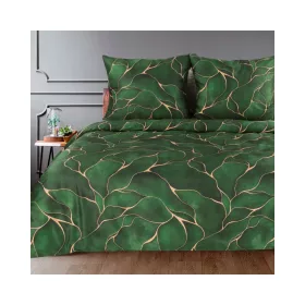   Márvány mintás pamut-szatén ágyneműhuzat díszdobozban Zöld 220x200 cm - 70x80 cm 2db