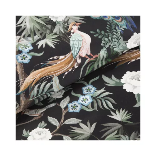 Pávás pamut-szatén ágyneműhuzat díszdobozban Fekete 220x200 cm - 70x80 cm 2db