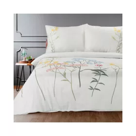   Reina23 fodrokkal díszített pamut-szatén ágyneműhuzat Fehér/világosszürke 220x200 cm - 70x80 cm 2db