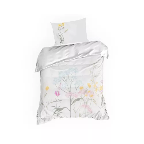 Reina23 fodrokkal díszített pamut-szatén ágyneműhuzat Fehér/világosszürke 220x200 cm - 70x80 cm 2db