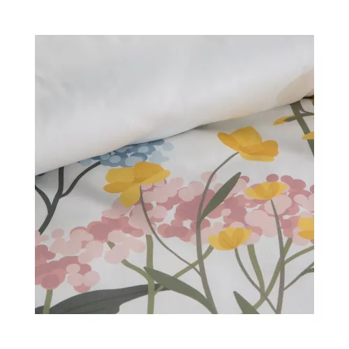 Reina23 fodrokkal díszített pamut-szatén ágyneműhuzat Fehér/világosszürke 220x200 cm - 70x80 cm 2db