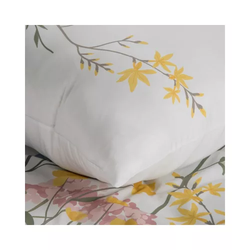 Reina23 fodrokkal díszített pamut-szatén ágyneműhuzat Fehér/világosszürke 220x200 cm - 70x80 cm 2db