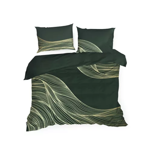 Premium3 pamut-szatén ágyneműhuzat Sötétzöld 220x200 cm - 70x80 cm 2db