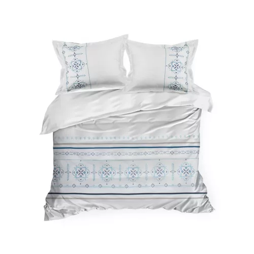 9b hímzett pamut-szatén ágyneműhuzat Fehér 220x200 cm - 70x80 cm 2db
