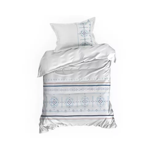 9b hímzett pamut-szatén ágyneműhuzat Fehér 220x200 cm - 70x80 cm 2db