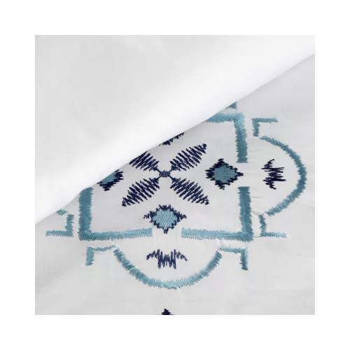 9b hímzett pamut-szatén ágyneműhuzat Fehér 220x200 cm - 70x80 cm 2db