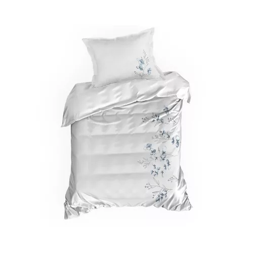 Reina23 fodrokkal díszített pamut-szatén ágyneműhuzat Fehér hímzett gally mintás 160x200 cm - 70x80 cm 2db
