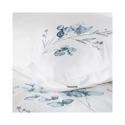 Reina23 fodrokkal díszített pamut-szatén ágyneműhuzat Fehér hímzett gally mintás 160x200 cm - 70x80 cm 2db