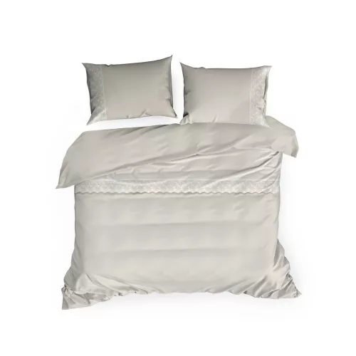 Reina27 pamut ágyneműhuzat elegáns csipkével Bézs 220x200 cm - 70x80 cm 2db