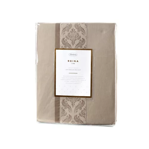 Reina26 pamut ágyneműhuzat elegáns hímzéssel Világosbarna 160x200 cm - 70x80 cm 2db