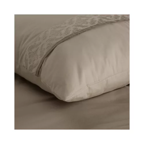 Reina26 pamut ágyneműhuzat elegáns hímzéssel Világosbarna 160x200 cm - 70x80 cm 2db