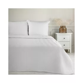   Len3 vászon szerkezetű préselt mintás ágytakaró Fehér 170x210 cm