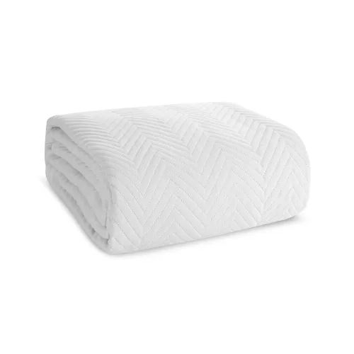 Len3 vászon szerkezetű préselt mintás ágytakaró Fehér 170x210 cm