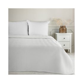   Len3 vászon szerkezetű préselt mintás ágytakaró Fehér 200x220 cm