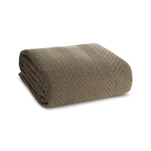 Len3 vászon szerkezetű préselt mintás ágytakaró Sötét bézs 170x210 cm