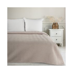   Len3 vászon szerkezetű préselt mintás ágytakaró Bézs 170x210 cm