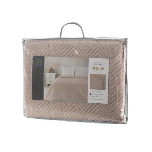 Len3 vászon szerkezetű préselt mintás ágytakaró Bézs 170x210 cm