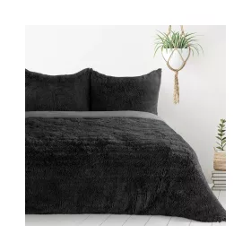   Tiffany meleg és puha szőrme hatású ágyneműhuzat Fekete 160x200 cm - 70x80 cm 2db