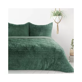   Tiffany meleg és puha szőrme hatású ágyneműhuzat Sötétzöld 220x200 cm - 70x80 cm 2db