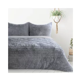   Tiffany meleg és puha szőrme hatású ágyneműhuzat Ezüst 220x200 cm - 70x80 cm 2db