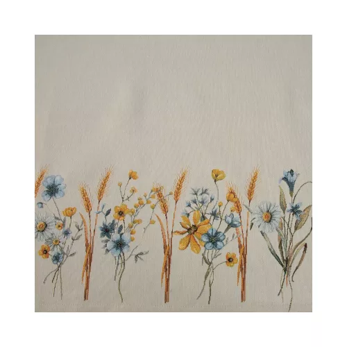 Kék virágos gobelin asztalterítő Natúr 140x180 cm +/-5%