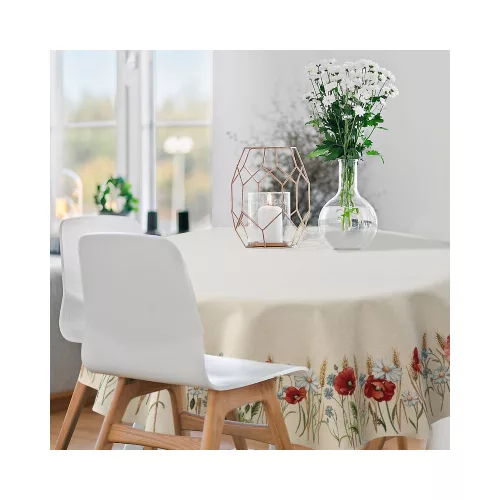 Pipacsos gobelin ovális asztalterítő Natúr 140x180 cm +/-5%