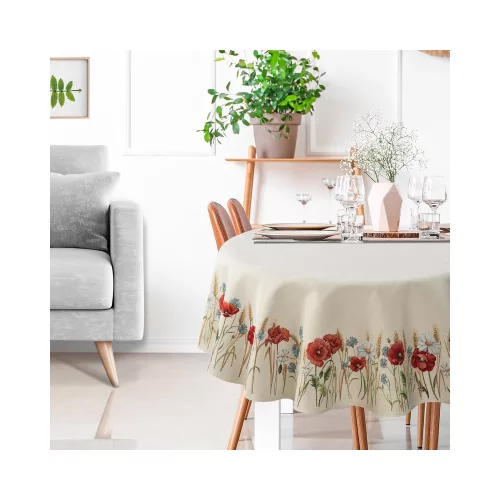 Pipacsos gobelin asztalterítő Natúr 100x100 cm +/-5%