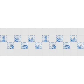 BLUE DELFT TILES öntapadós konyhai poszter, 180x60 cm